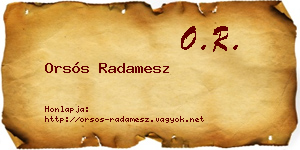 Orsós Radamesz névjegykártya